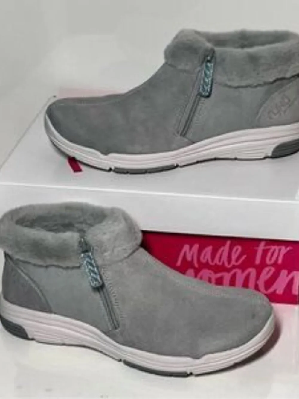 Ryka Water-Repellent Suede Faux Fur Anchorage Mid Ankle Boots